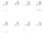 2 Digit Multiply By 1 Digit Worksheet - Multiply by one… | Math Worksheets | 392363
