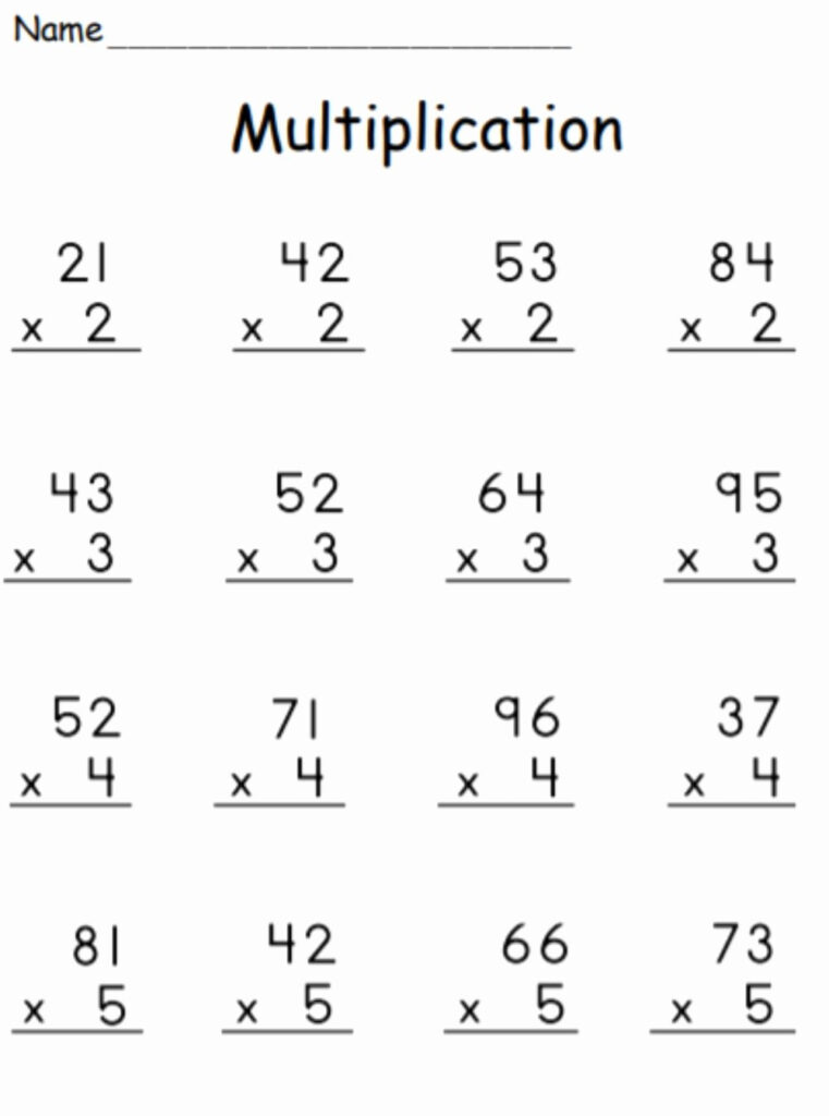 2 Digit Times 1 Digit Multiplication Worksheets ...