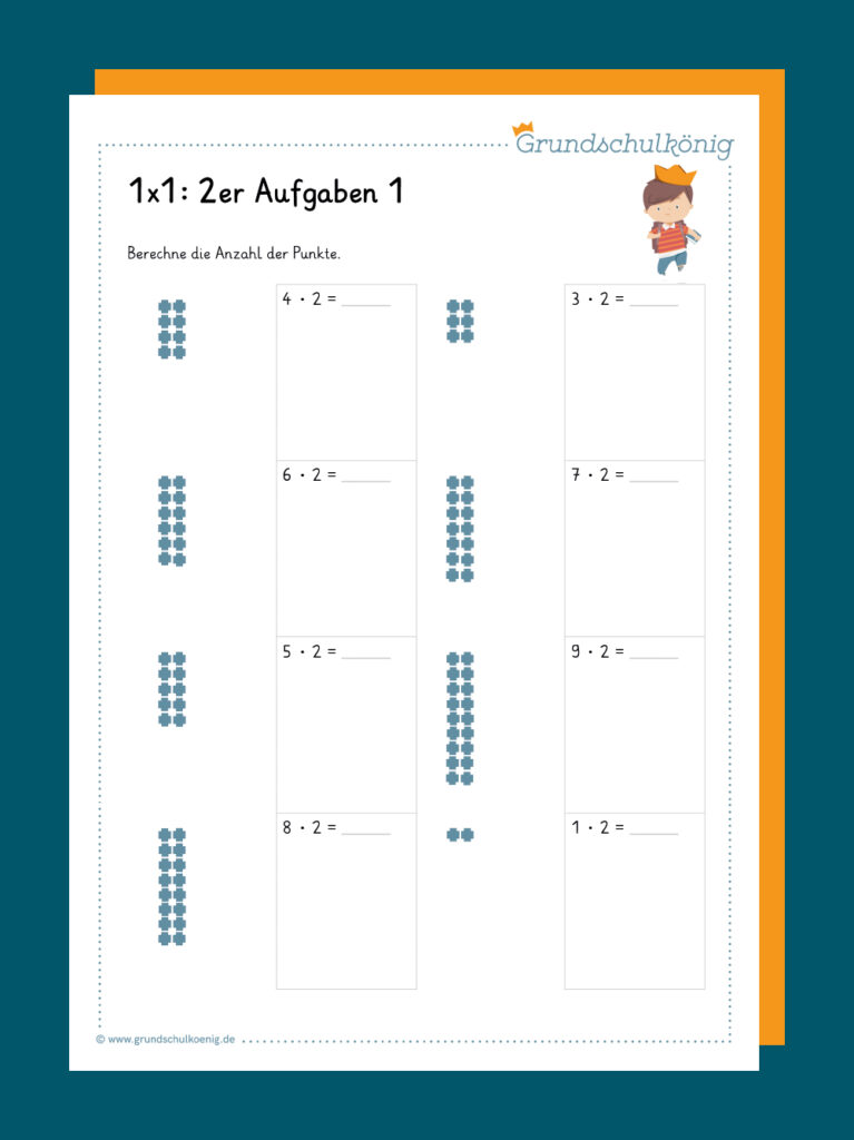Printable 2er Einmaleins worksheet for practicing multiplication