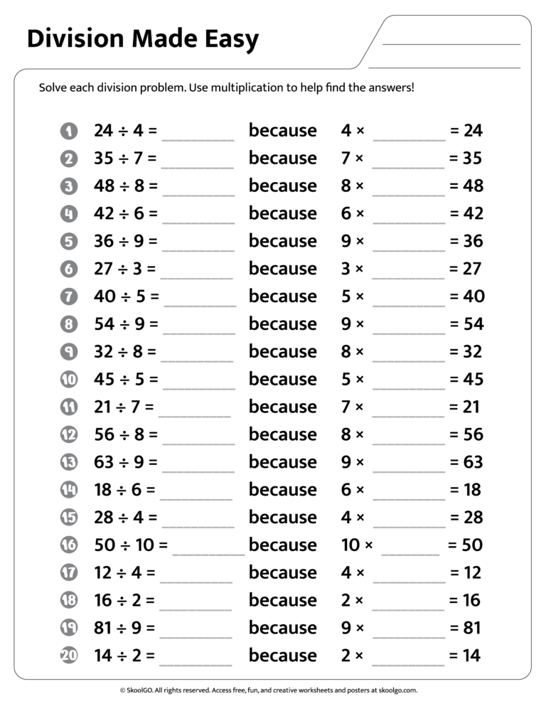 Engaging 2nd Class Maths Division Worksheet with division problems for kids to solve