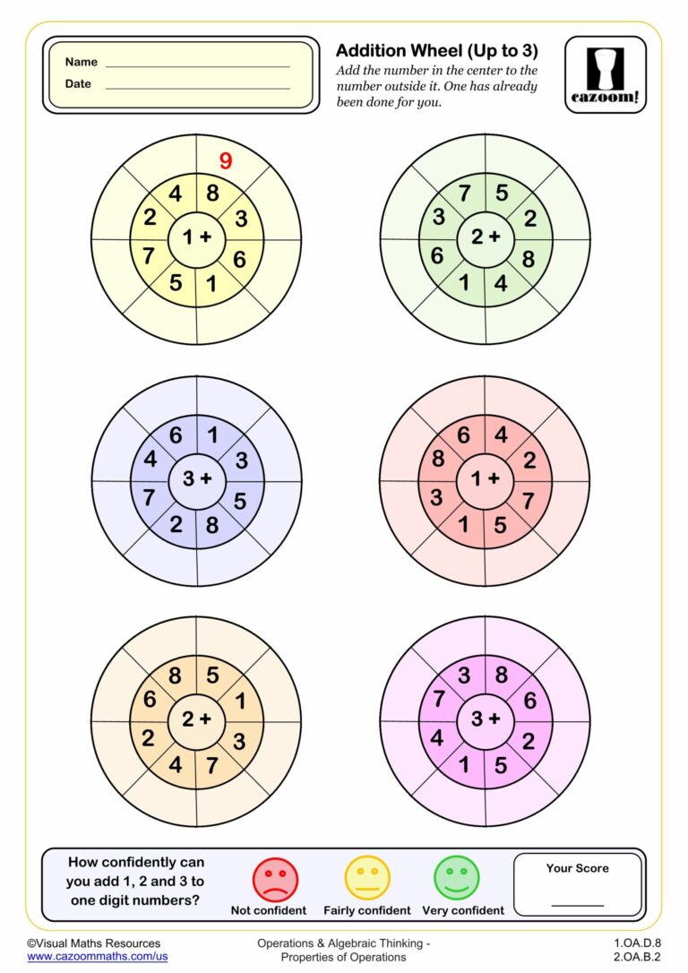 Free printable 2nd Grade Accelerated Math Worksheets featuring an addition wheel activity