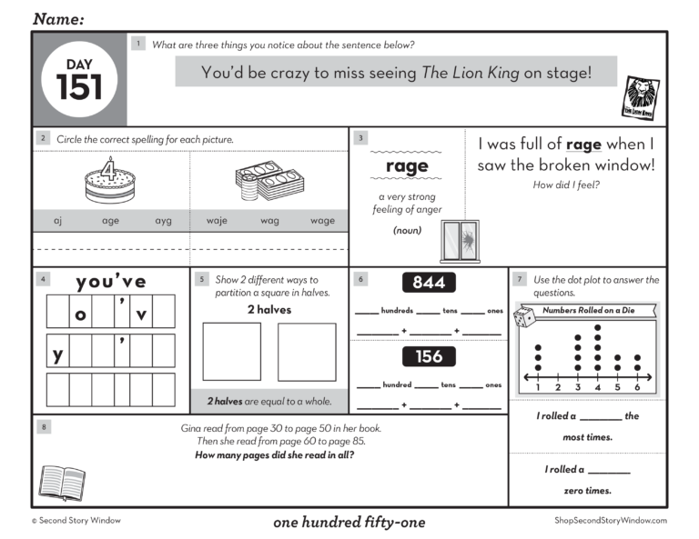 Engaging 2nd Grade Daily Math Review Worksheets with various math problems for students