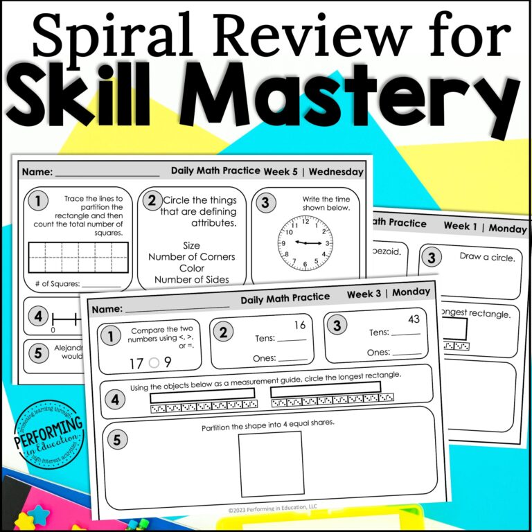 Engaging 2nd Grade Daily Math Worksheets featuring spiral review for skill mastery and practice