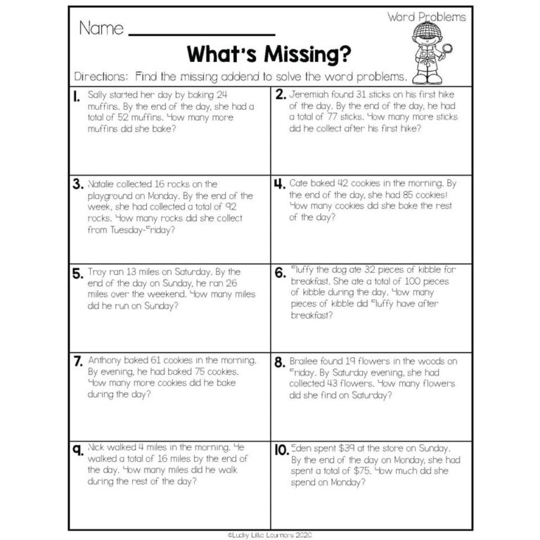 Engaging 2nd Grade End Of Year Math Worksheets featuring word problems for operations and algebraic thinking