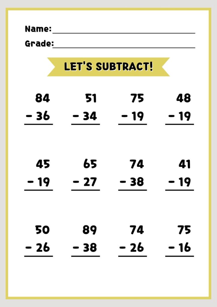 Fun subtraction worksheet for 2nd grade students with various problems to solve
