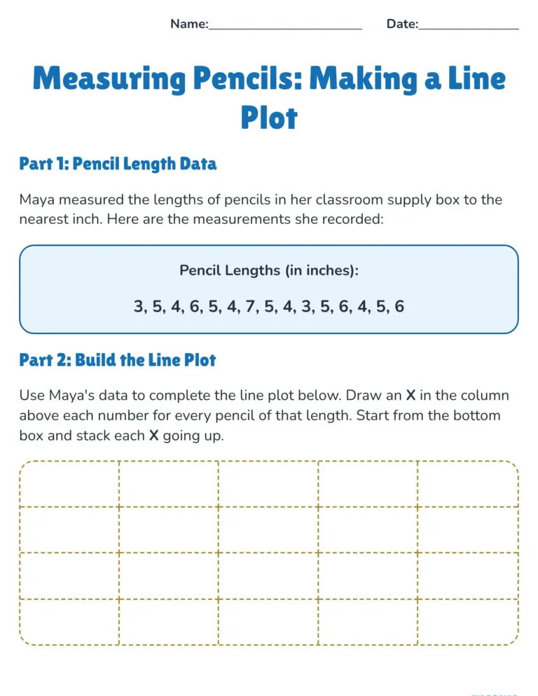 Free printable 2nd Grade Math Data Worksheets featuring a pencil length data activity