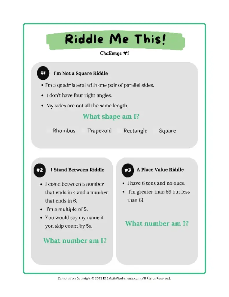 2nd Grade Math Riddles and Puzzles – K12 Math Worksheets 2nd Grade Math Riddles and Puzzles - K12 Math Worksheets