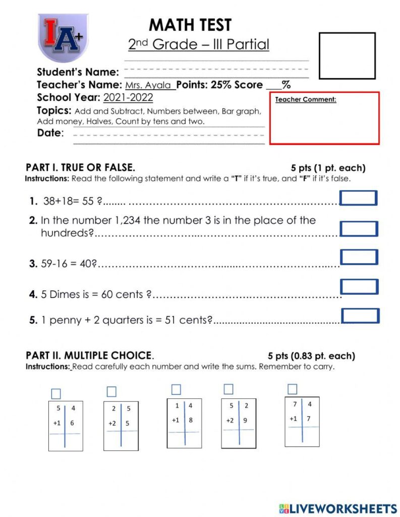 2nd Grade Math Tests