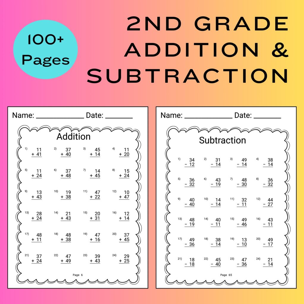 2nd Grade Math Worksheet Addition Subtraction Worksheet Math Sheet ...