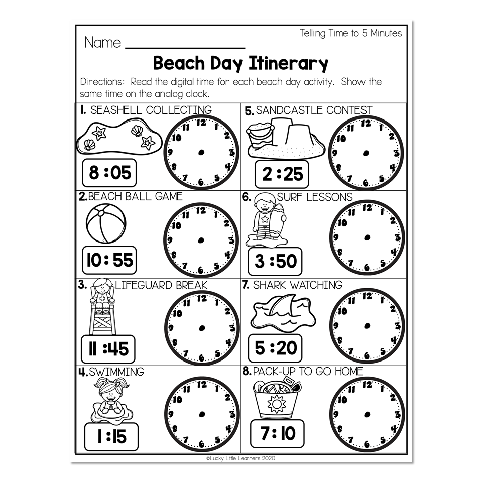 2nd Grade Math Worksheets – Time – Telling Time to 5 Minutes … 2nd Grade Math Worksheets - Time - Telling Time to 5 Minutes ...