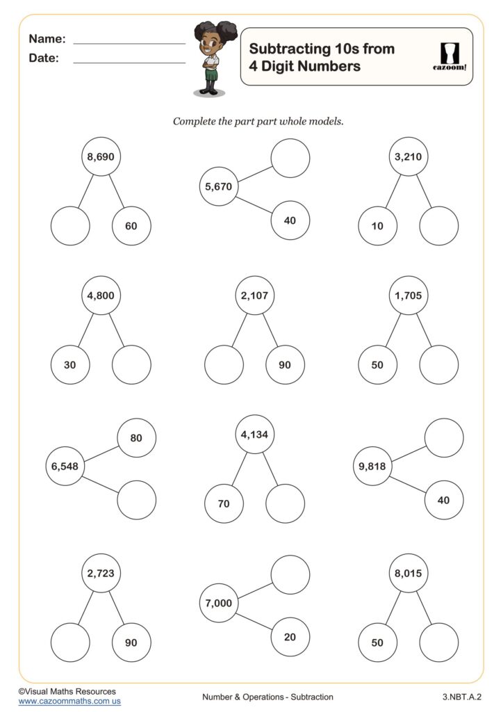 Second Grade Math Ditto Sheets with number and operations in base ten exercises for students