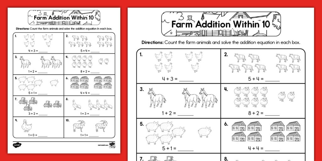 2nd Grade Printable Math Worksheets Farming