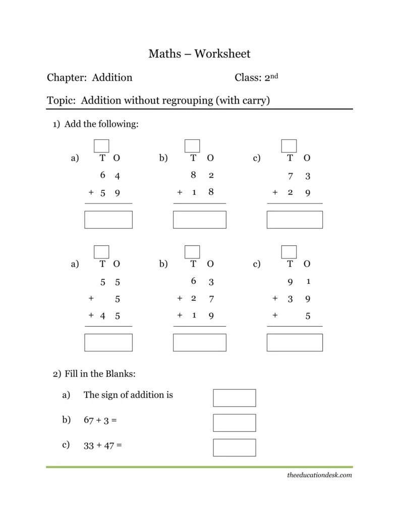 2nd Std Cbse Maths Worksheet