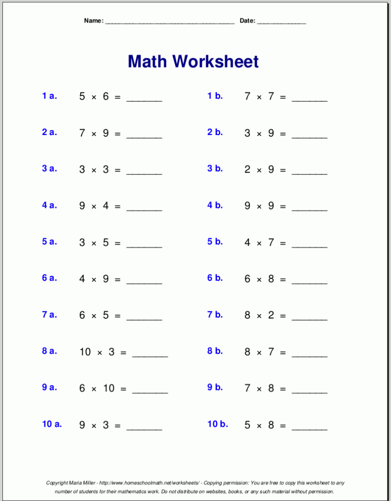 3 And 4 Multiplication Worksheets - Free Printable