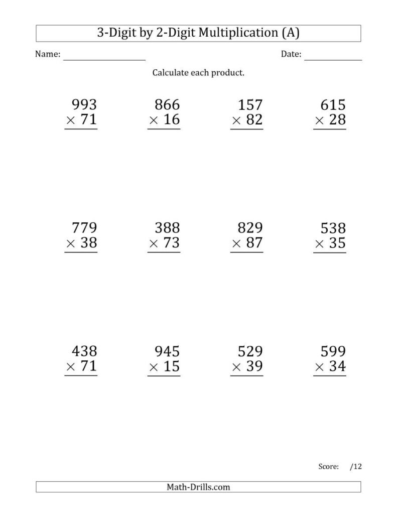 3 Digit By 2 Digit Multiplication Worksheets - Printable Worksheets