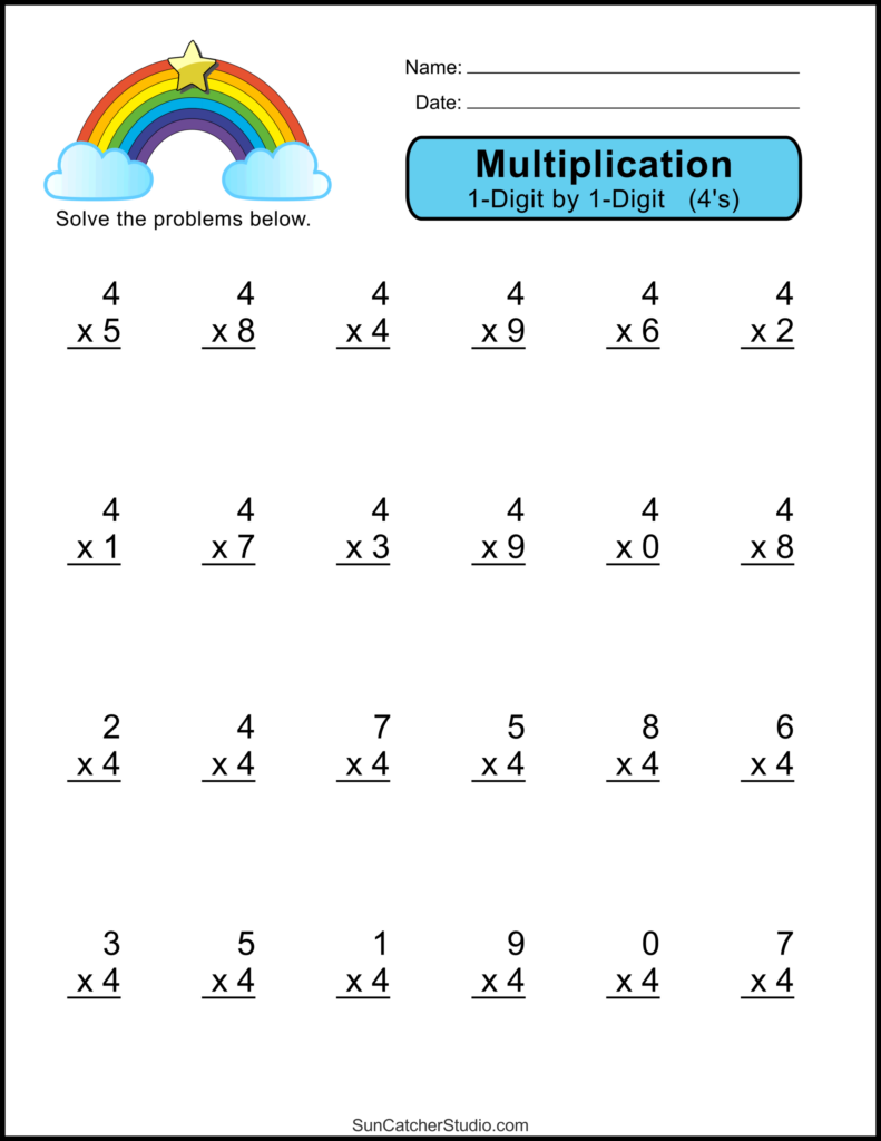 4 times table worksheets PDF | Multiplying by 4 activities - Worksheets ...