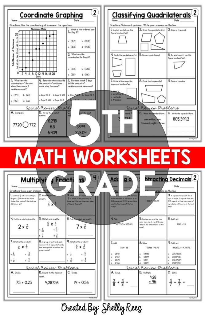 5th Grade Math Worksheets Free and Printable Variety of free and printable 5th grade math worksheets covering multiple topics