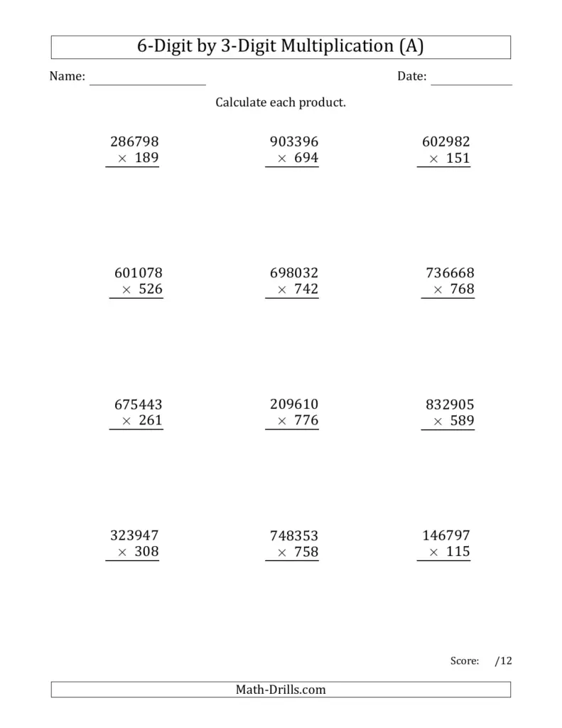 6 G 3 Math Worksheets