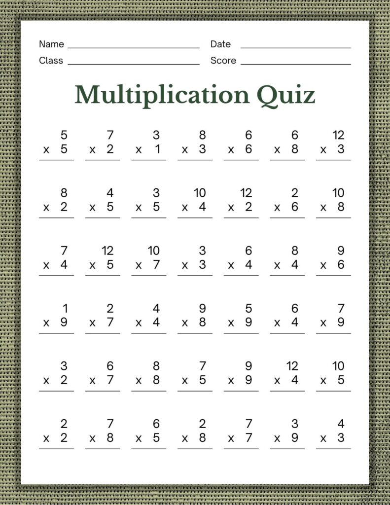 6’S Multiplication Quiz Printable – EXBEO