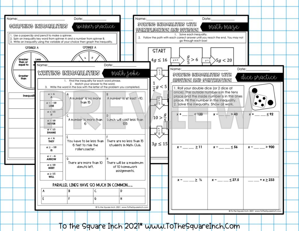 Engaging 6th grade math fun worksheets with various math problems