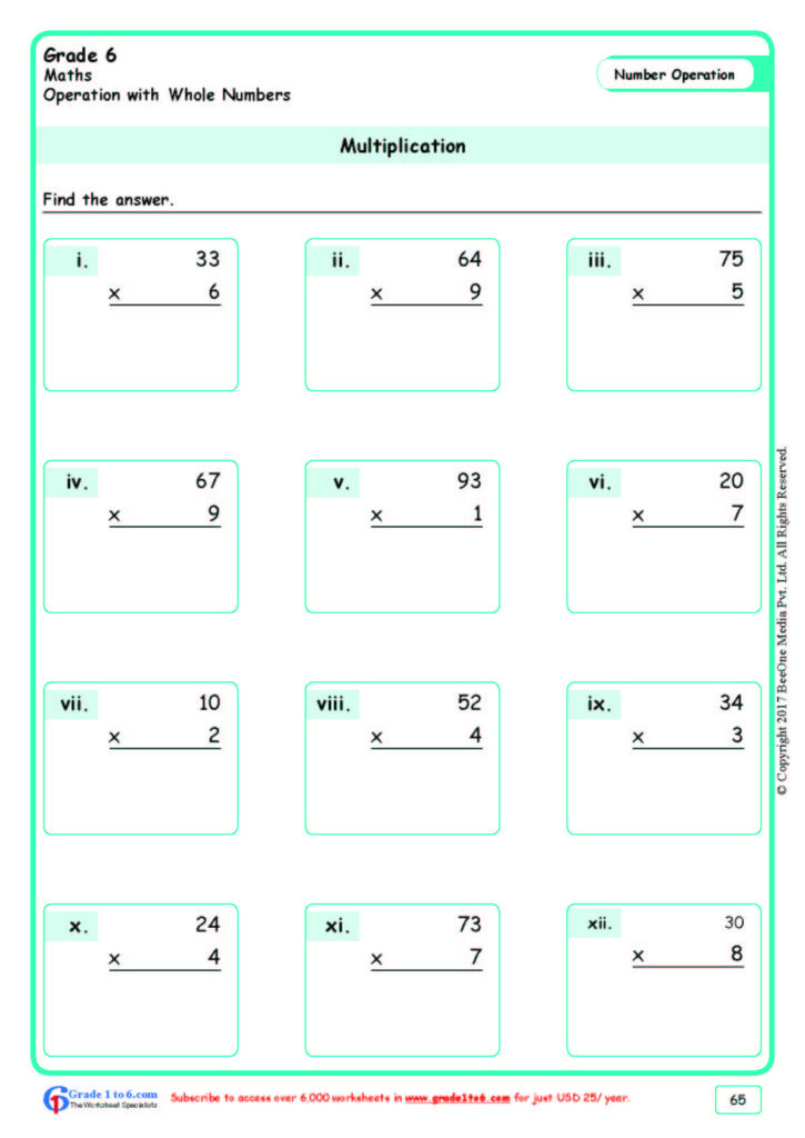6th Grade Math Multiplication Worksheets | Multiplication Worksheets