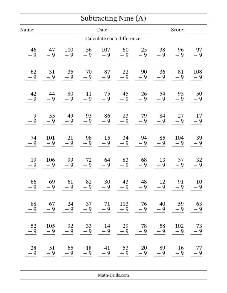 9 Years Old Maths Worksheets