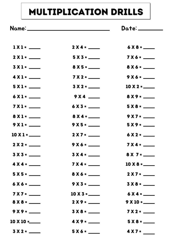 Ace Math: Free Multiplication Test Printable Worksheets – Printable Art … Ace Math: Free Multiplication Test Printable Worksheets - Printable Art ...