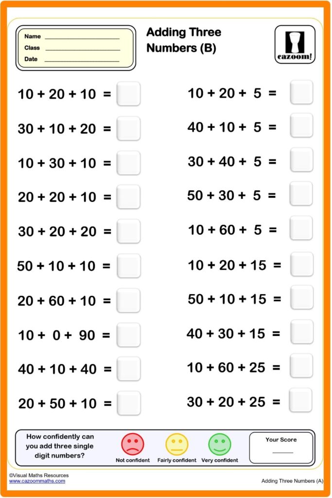 Addition Drills with three numbers Worksheet (B) | Fun and Engaging … Addition Drills with three numbers Worksheet (B) | Fun and Engaging ...