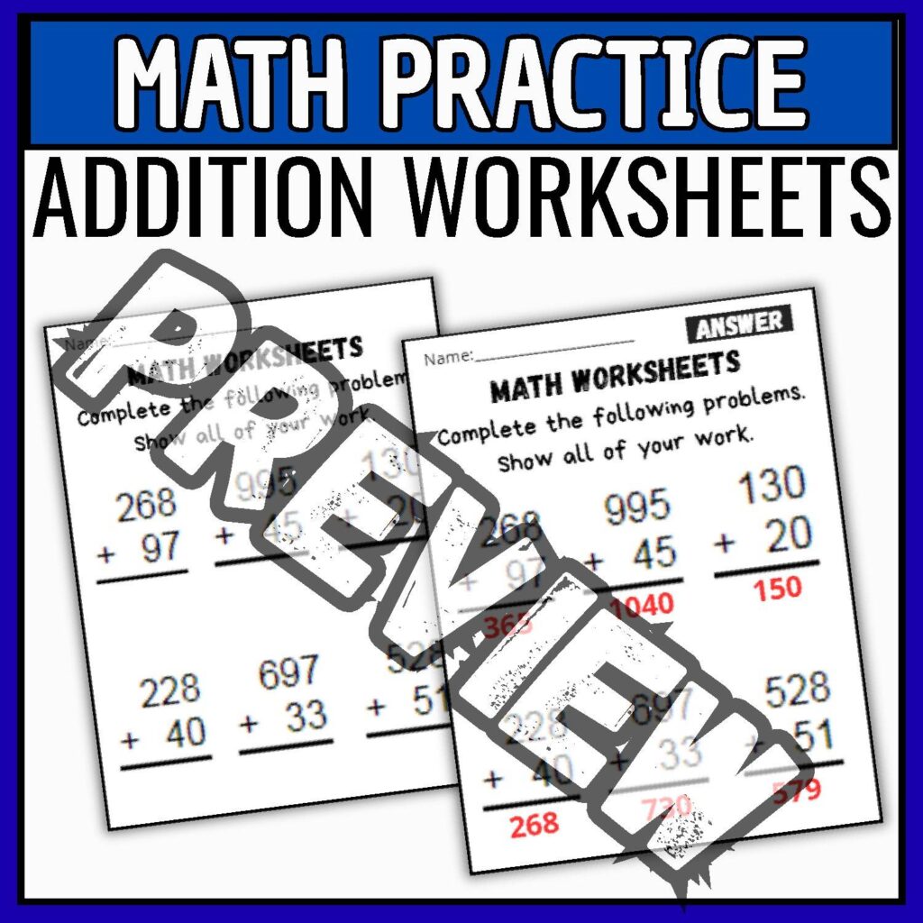 Addition Worksheets with Regrouping – Math Practice for Elementary Students Addition Worksheets with Regrouping – Math Practice for Elementary Students