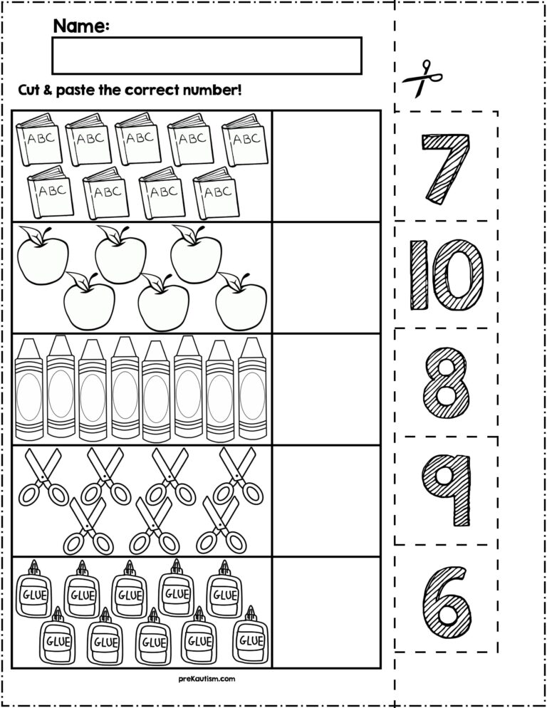 Age 6 Maths Worksheets Free - Back to School Cut Match Worksheets Numbers 6 10 3933995