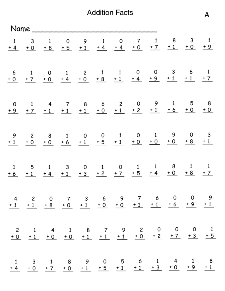 Aix Grade Math Facts Worksheets
