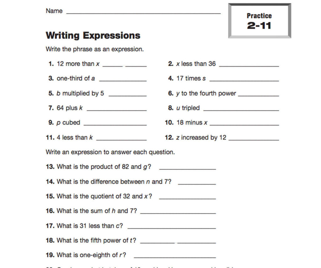 Algebraic Expressions and Exponent Worksheets, Printables – Worksheets … Algebraic Expressions and Exponent Worksheets, Printables - Worksheets ...