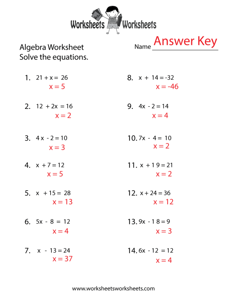 Answer Key For Math Worksheets Answer Key For Math Worksheets