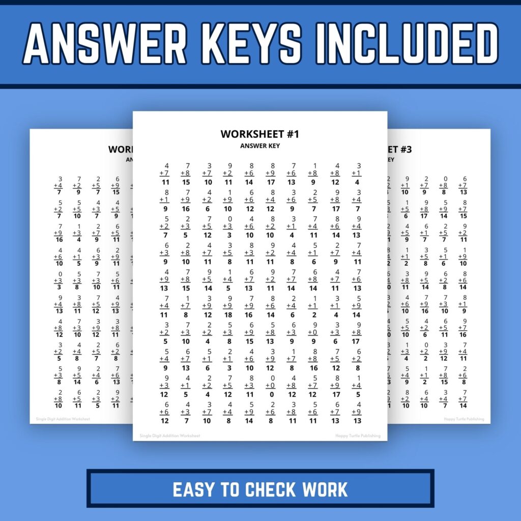 Answer Keys for Math Worksheets