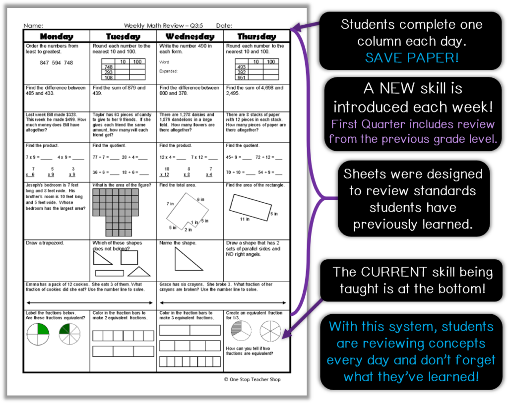 Answer Sheets for Math Homework