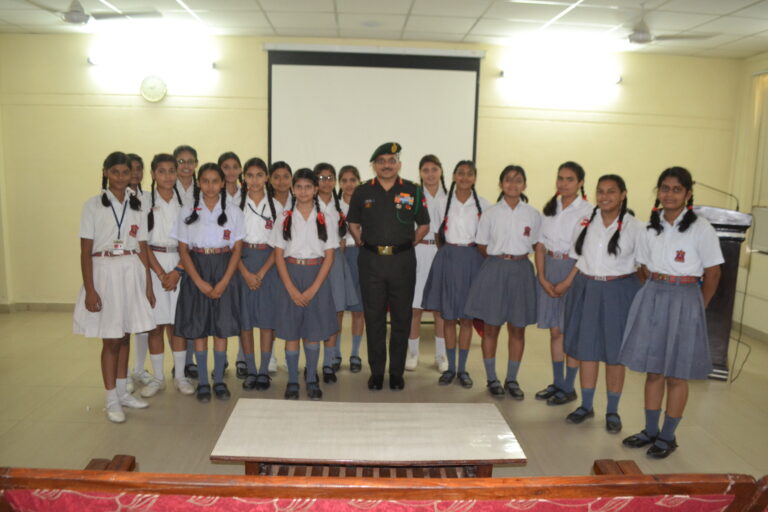 Army Public School Mathura Cantt Worksheet - Group of students Army Public School Mathura Cantt posing with an officer, ideal