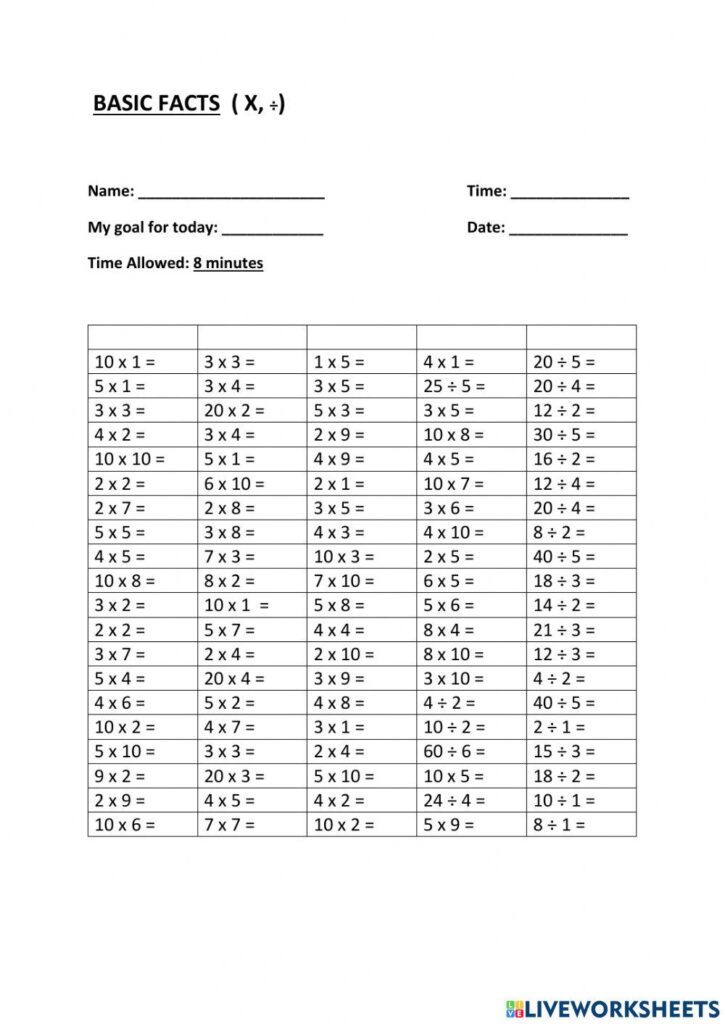 Basic Facts worksheet – Worksheets Library Basic Facts worksheet - Worksheets Library