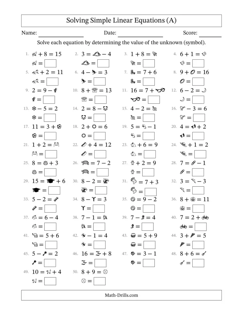 Basic Math Skills Worksheets Answers