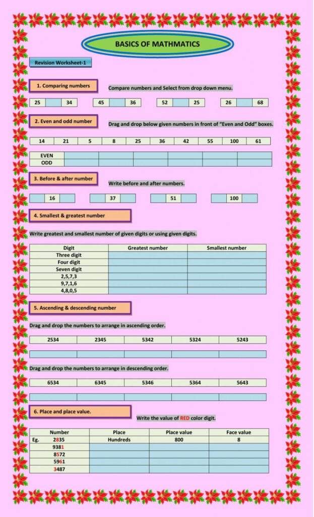 Basics of math | Free Interactive Worksheets | 300042