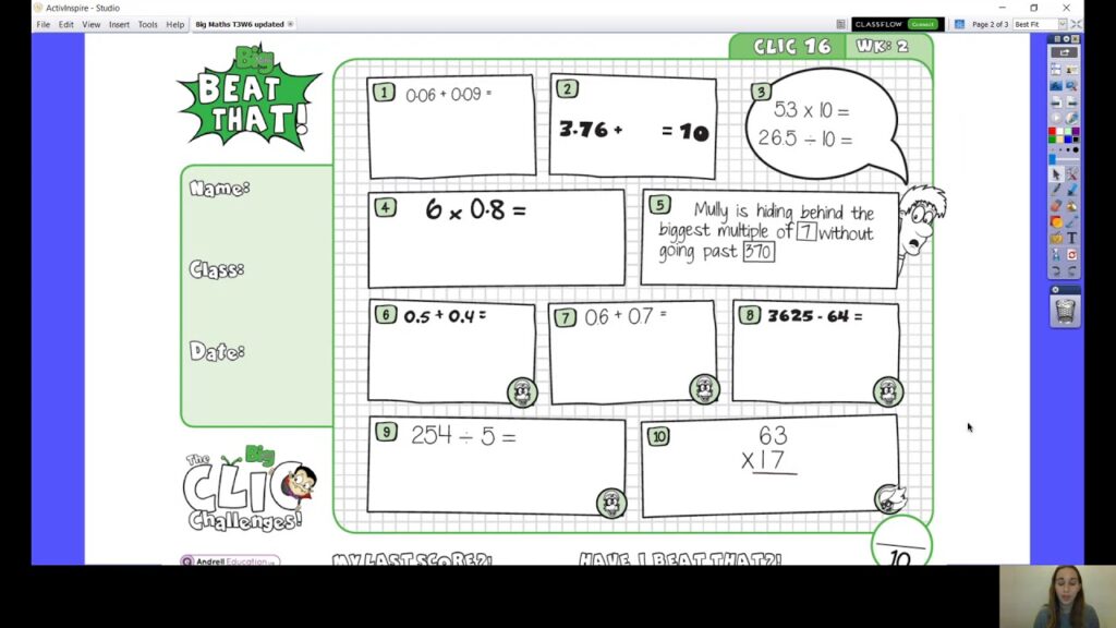 Big Maths Beat That Clic Worksheets