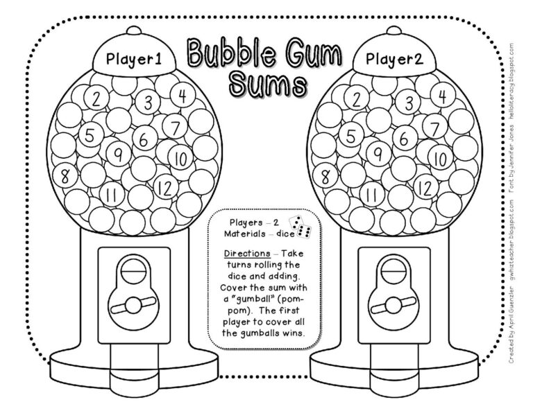 Bubble Gum Math 2nd Grade Worksheets - bubble gum sums