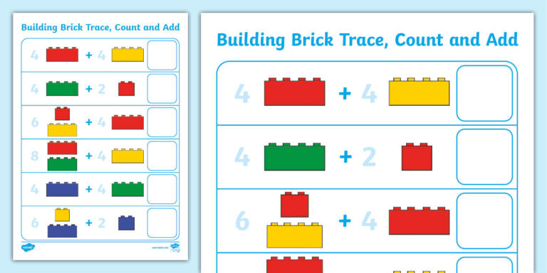 Build For Barks Math Worksheet Answers - t n 2379 building brick trace count and add worksheet