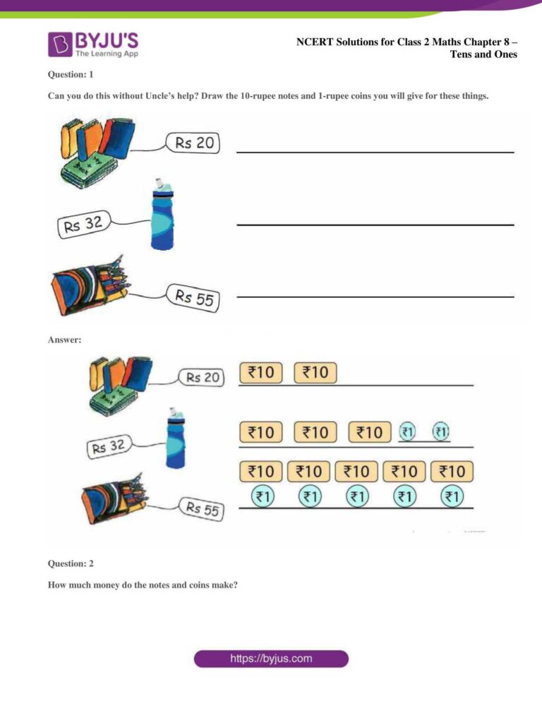 Byju's Class 2 Maths Worksheets - ncert solutions class 2 maths chapter 8 tens and ones