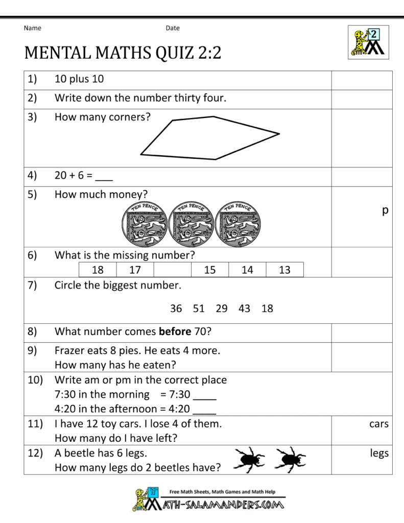Calendar Math Worksheet For Grade 2
