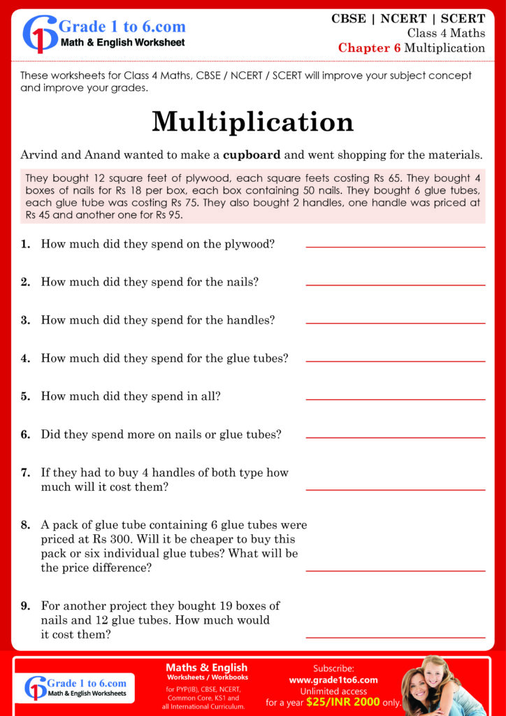Cbse Class 4 Maths Worksheets With Answers