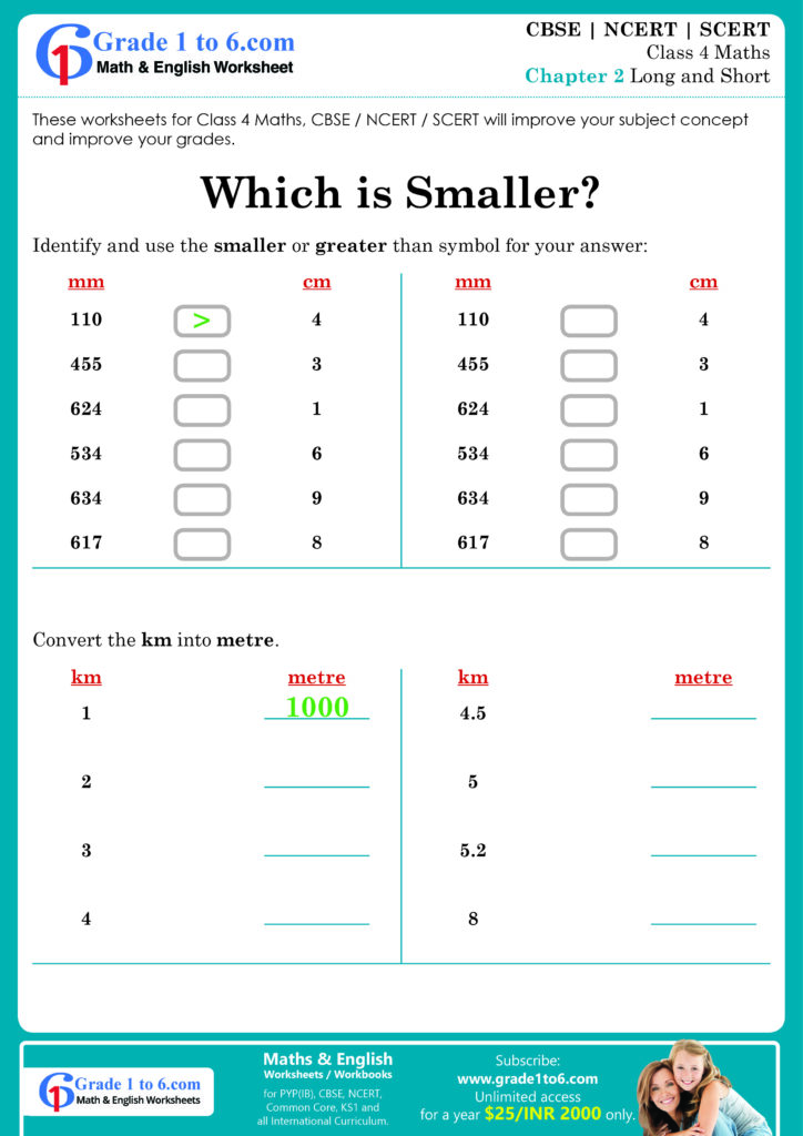 Cbse Maths Worksheet For Class 4