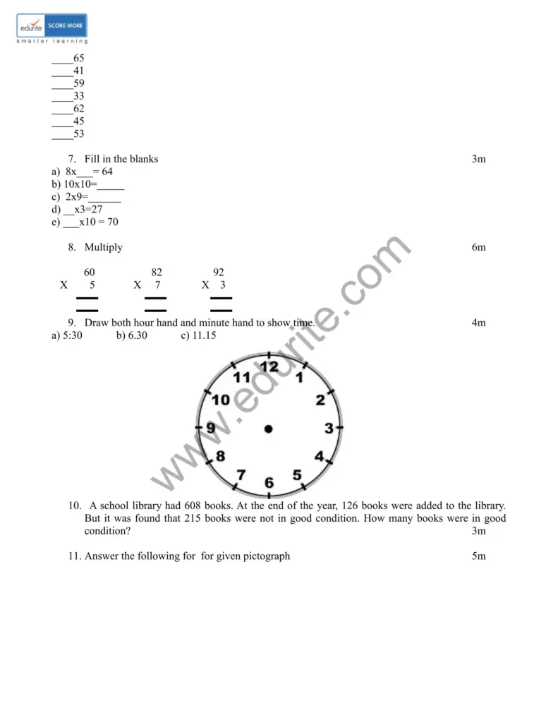 Class 2 Math Worksheet Icse Board