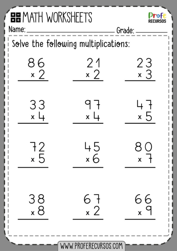 Class 2 Maths Multiplication Worksheets – Free Printable Class 2 Maths Multiplication Worksheets - Free Printable