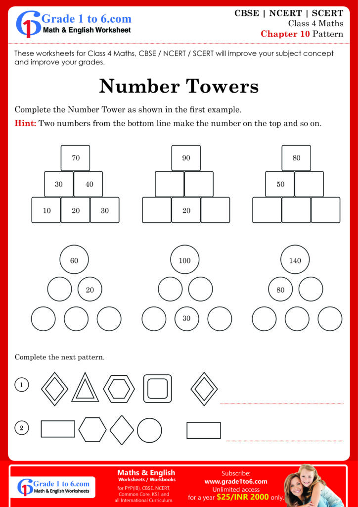 Class 4 Maths Ncert Worksheets