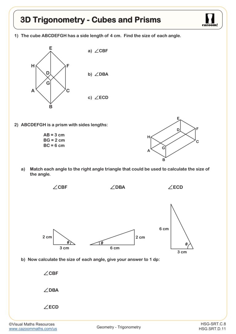 College Level Math Practice Worksheets - trigonometry